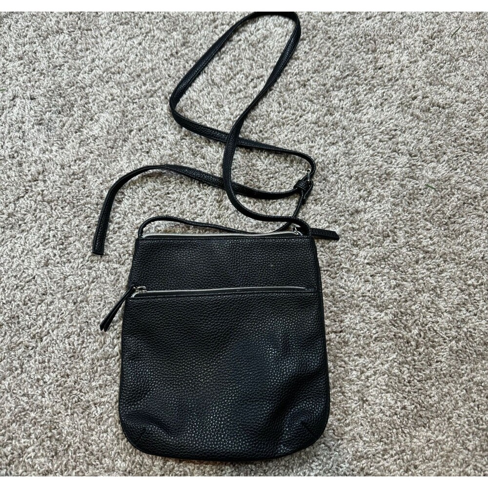 CLARKS Crossbody Purse Black Unisex Leather Travel Bag Padded Interior Pocket